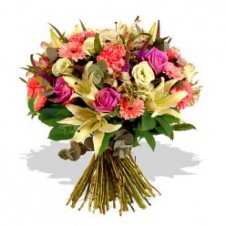 A Blend of Assorted Color Flowers in a Bouquet